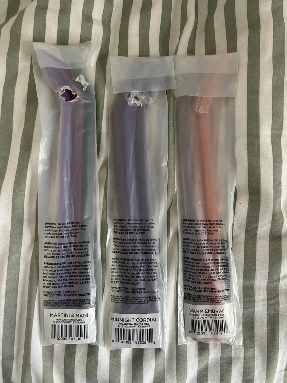 3 bkr Big Straws Sets Martini & Manis, Warm Embrace, and Midnight Cordial